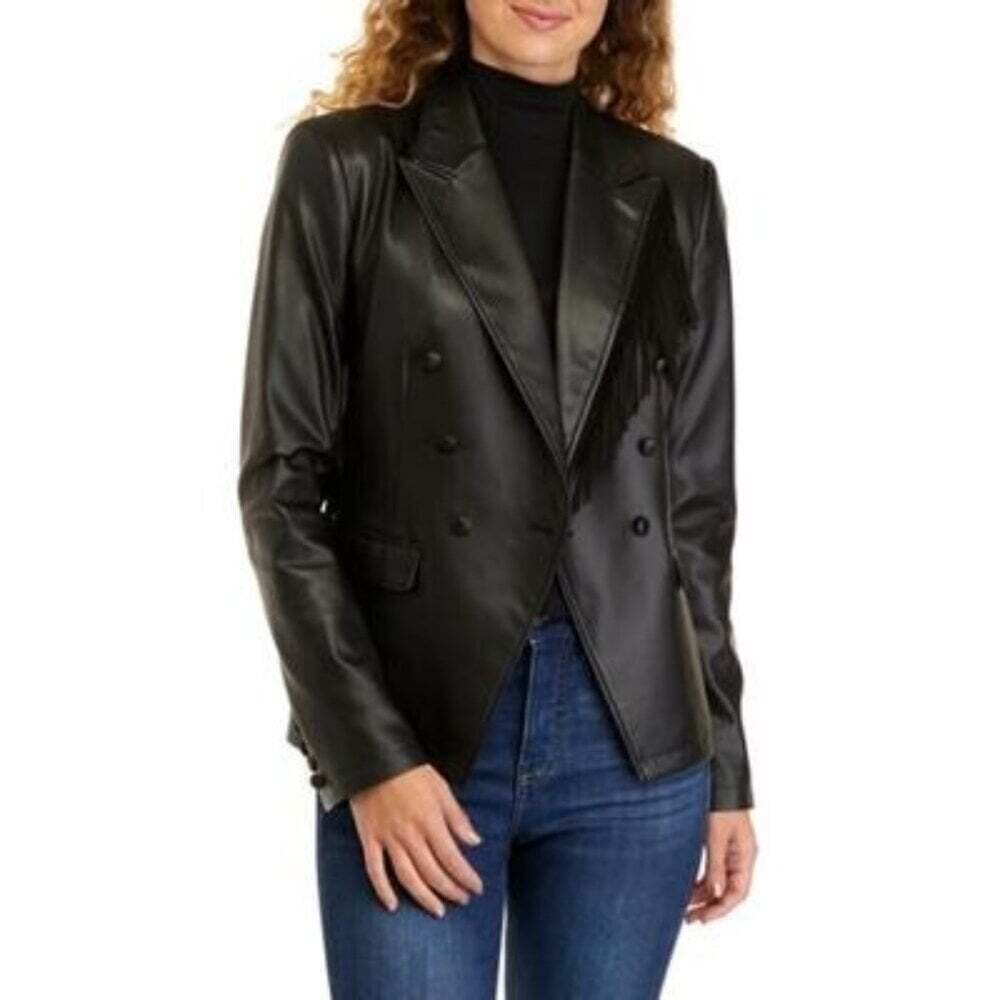 Sam Edelman Imogen Faux Leather Blazer Women's XS Charcoal New With Tags